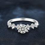 S925 Sterling Silver Moissanite Crown Four Claw Ring