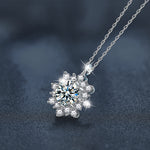 S925 Sterling Silver Moissanite SUNFLOWER Pendant Necklace