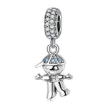 S925 Sterling Silver Full Zircon Inlaid Boy Pendant