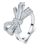 S925 Silver Bow-knot T-Square Moissanite Ring