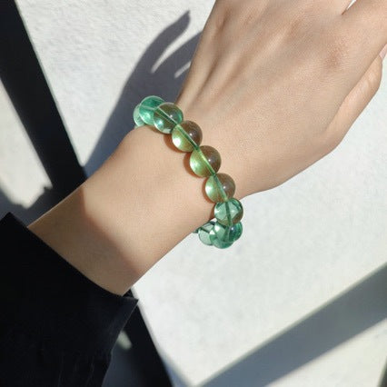 Ice-grade green fluorite crystal bracelet