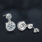 S925 Sterling Silver Moissanite Round X-Shaped Earrings