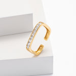 S925 sterling silver exquisite open ring set with square zircon stones