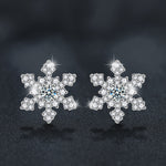 Christmas jewelry- S925 sterling silver moissanite snowflake earrings