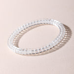 Natural White Crystal Bracelet – Flawless Clarity, Straight-Cut Tablet Beads