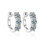 S925 Sterling Silver Moissanite Round Earrings with Diamond Bars
