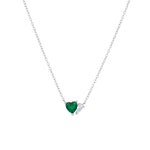 S925 Sterling Silver Emerald Heart-Shaped Zircon Necklace