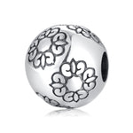 S925 Sterling Silver Flower Ball Beads Pendant