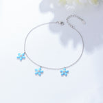 S925 Sterling Silver Zircon Inlaid Starfish Anklet