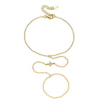 S925 Sterling Silver Four Leaf Clover Zircon Pendant Finger Chain Bracelet