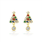 Moissanite Colorful Diamond Christmas Tree Stud Earrings — 925 Sterling Silver