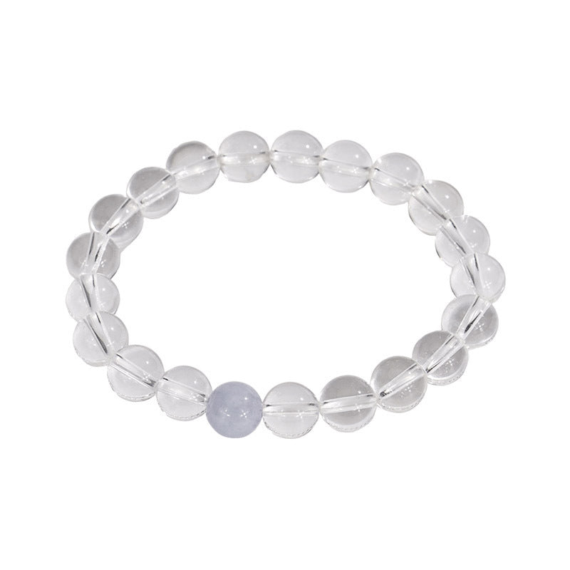 Natural white crystal spell aquamarine bracelet