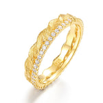 S925 Sterling Silver Gold-Plated Twisted Rope Zircon Inlaid Ring