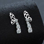 S925 Sterling Silver Moissanite Butterfly Tassel Earrings