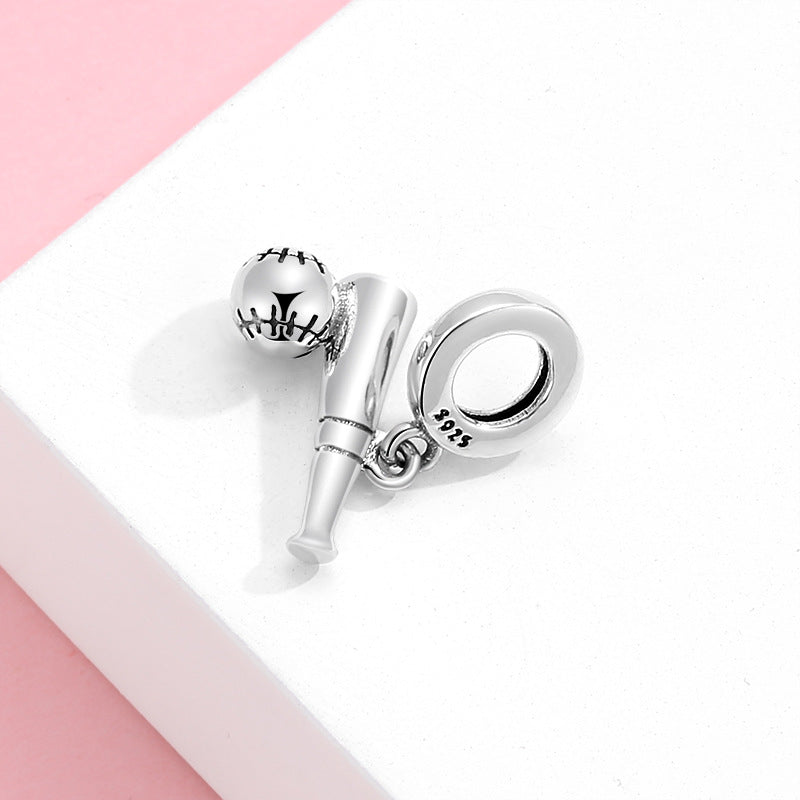 S925 Sterling Silver Baseball Bat Pendant