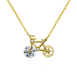 S925 Sterling Silver Moissanite Bicycle Necklace