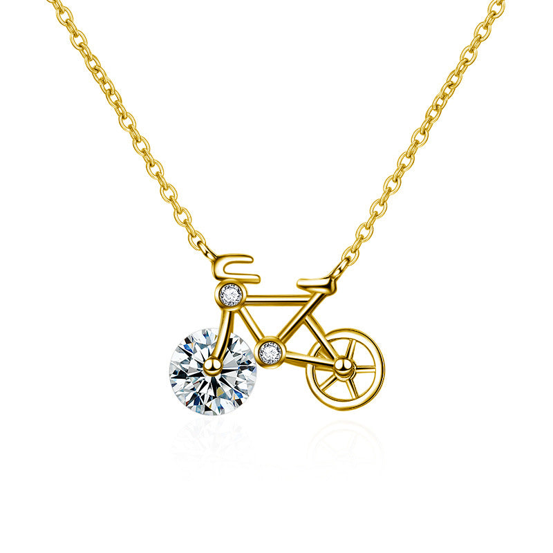 S925 Sterling Silver Moissanite Bicycle Necklace