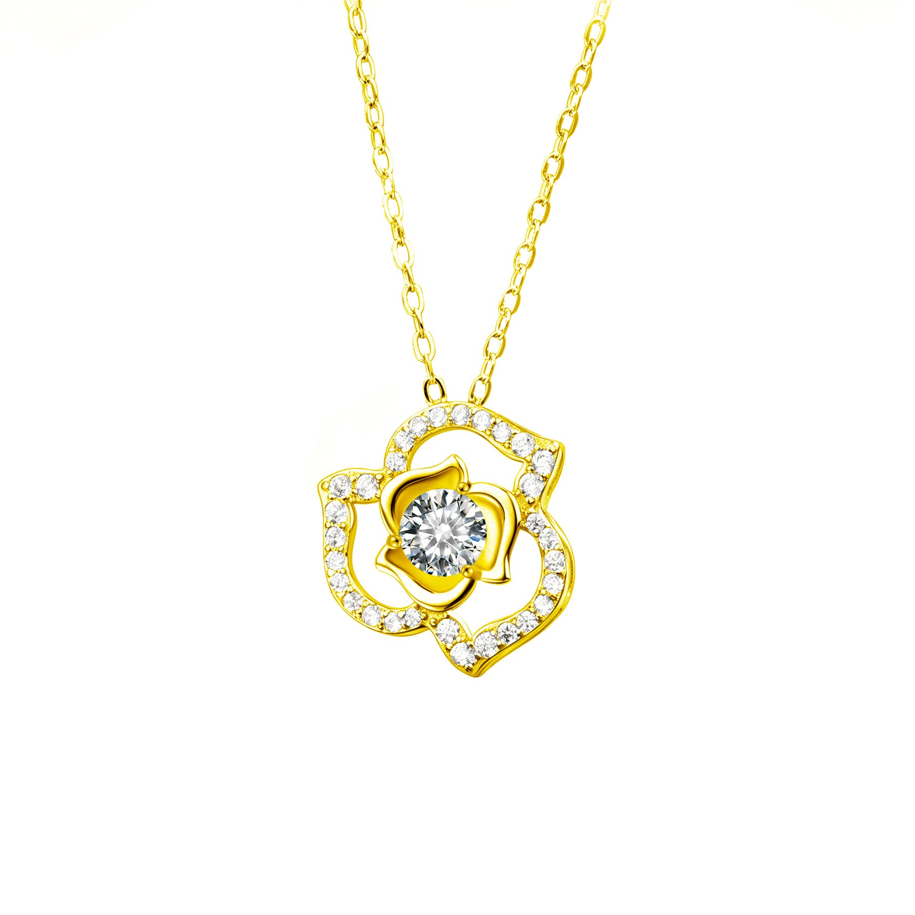 S925 Sterling Silver Moissanite Rose Heart Necklace