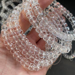 Natural faceted white crystal wheel-shaped bead bracelet