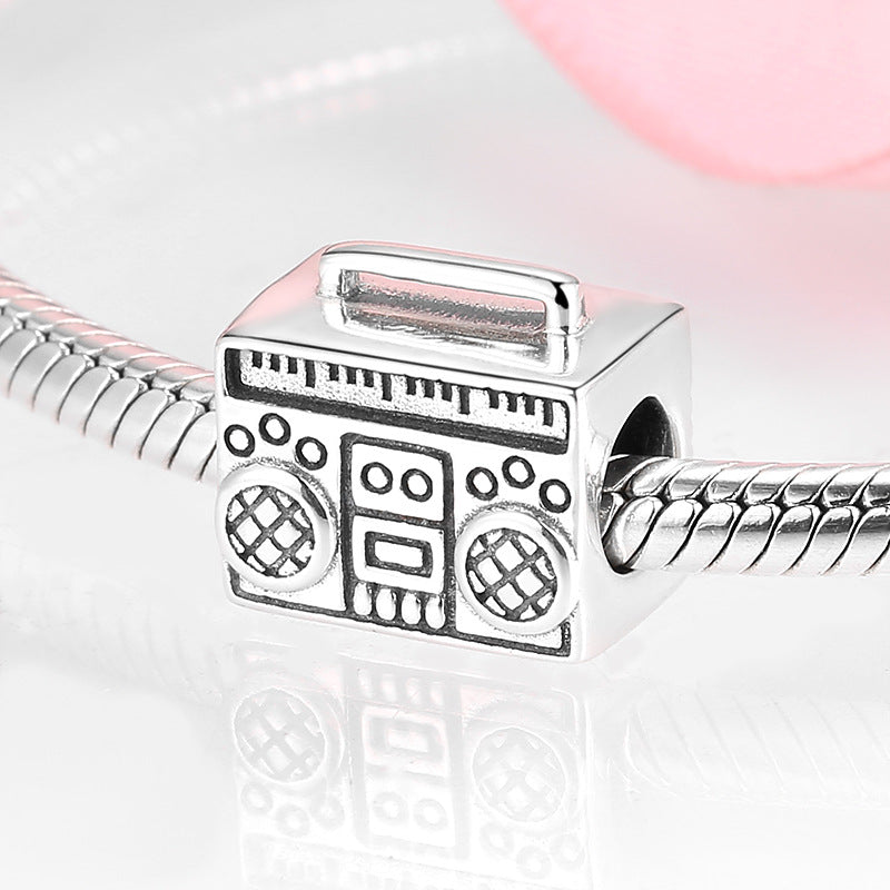 S925 Sterling Silver Vintage Radio Shape Pendant