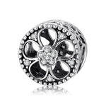 S925 Sterling Silver Hollow Zircon Inlaid Flower Bead Pendant