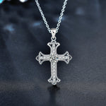 S925 Sterling Silver Moissanite Cross Pendant Necklace