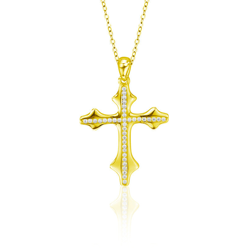 S925 Sterling Silver Cross Moissanite Pendant Necklace