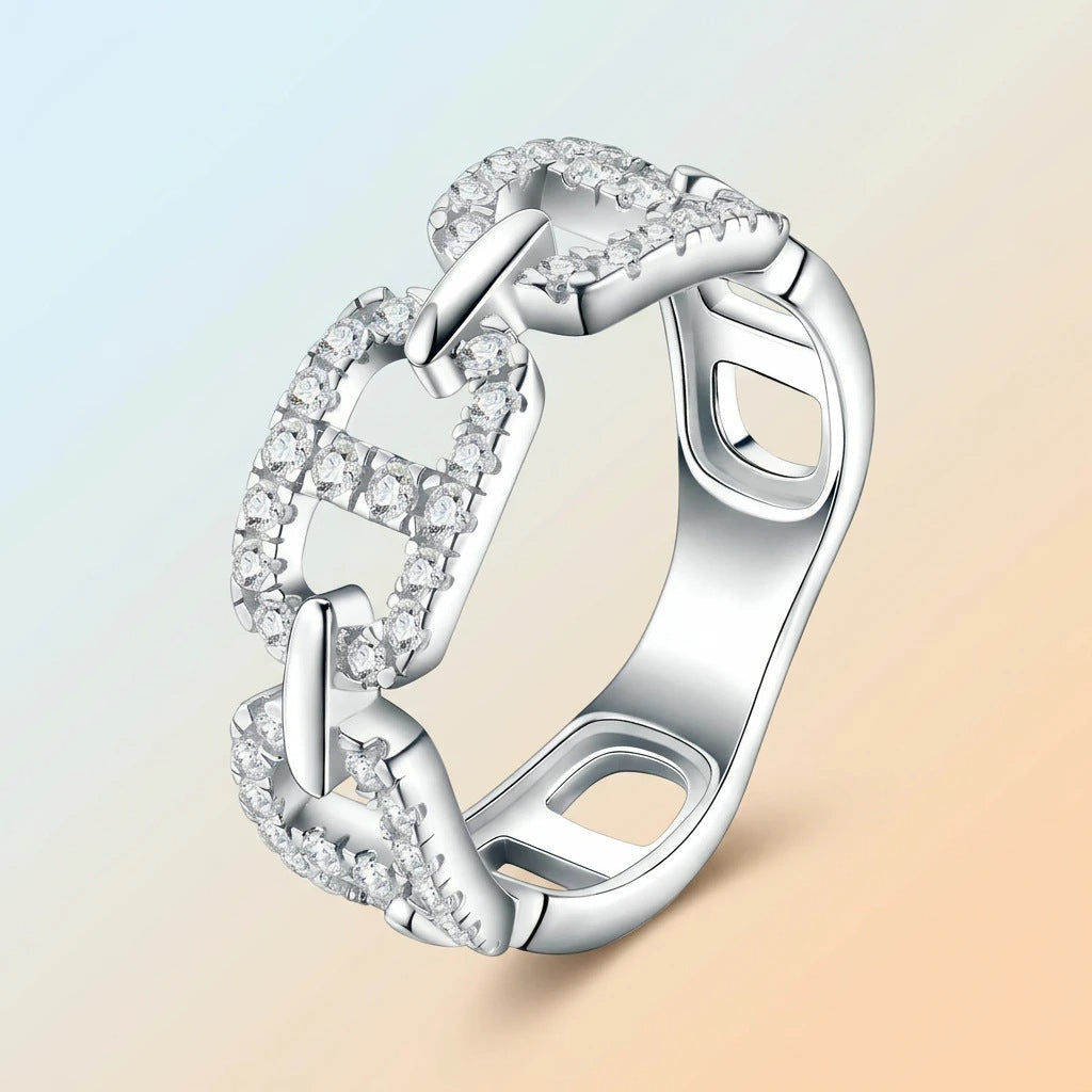 S925 Sterling Silver Hip-Hop Style Moissanite Ring