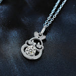 S925 Sterling Silver Moissanite Lucky Rabbit Pendant Necklace