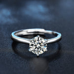 S925 Sterling Silver Six-Prong Moissanite Ring