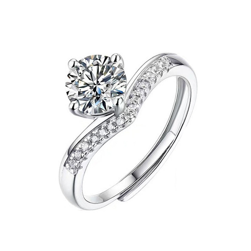 S925 Sterling Silver Princess Crown Moissanite Ring