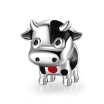 S925 Sterling Silver Cute Cow Bead Pendant