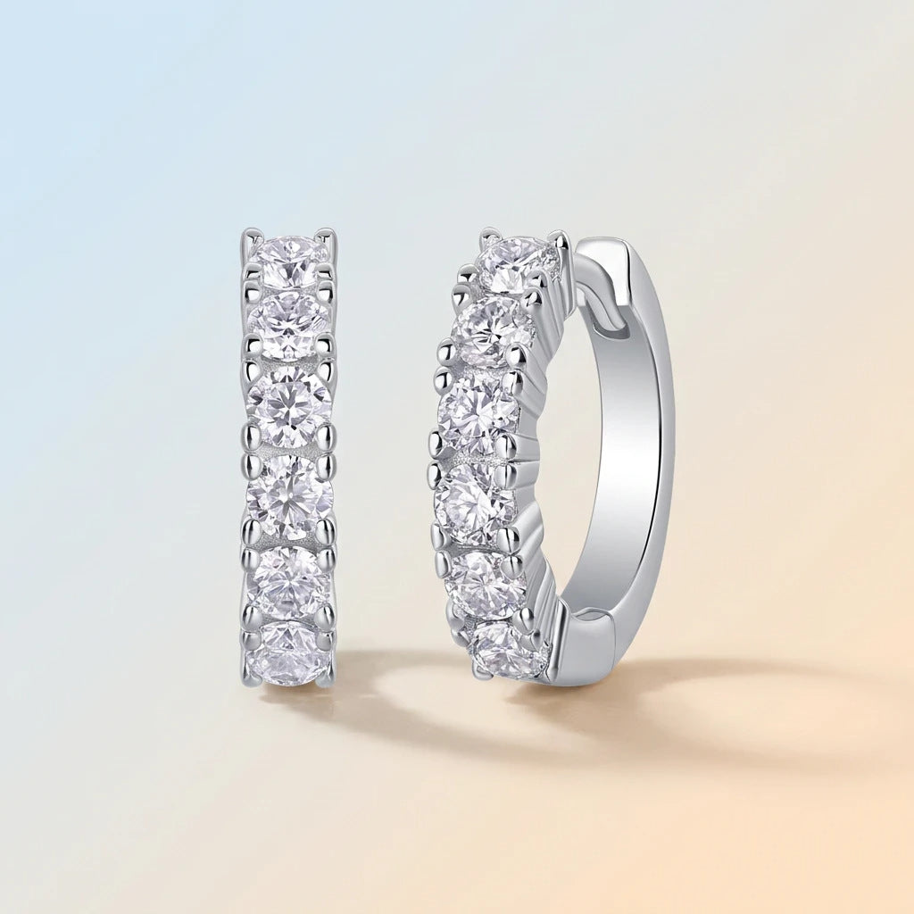S925 Silver Earrings with Elaborate Moissanite Inlay