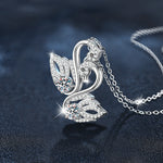 S925 Sterling Silver Moissanite Double Swan Pendant Necklace