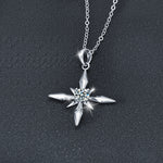 S925 Sterling Silver Moissanite Four Pointed Stars Pendant Necklace