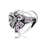S925 Sterling Silver Zircon Inlaid Heart Gift Box Bead Pendant