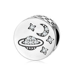 S925 Sterling Silver Star Moon Universe Bead Pendant