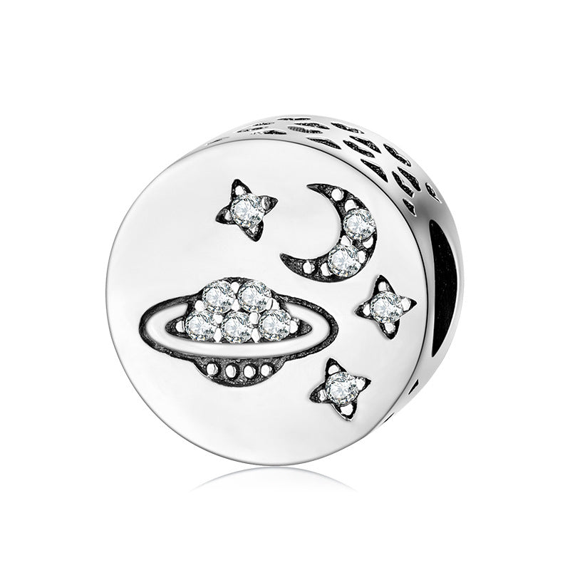 S925 Sterling Silver Star Moon Universe Bead Pendant