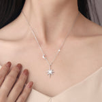 S925 Sterling Silver Moissanite Eight Awn Star Necklace