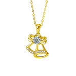 S925 Sterling Silver Moissanite Christmas Bell Pendant Necklace