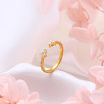 925 Sterling Silver Ring with Adjustable Opening and Zirconia for Delicate Small Flowers