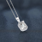 S925 Sterling Silver Moissanite Square Pendant Necklace