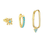 S925 Sterling Silver Turquoise Stud Earrings