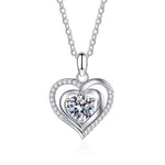 S925 Sterling Silver Moissanite Loving Heart Necklace