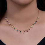 S925 Sterling Silver Colorful Round Zircon Necklace