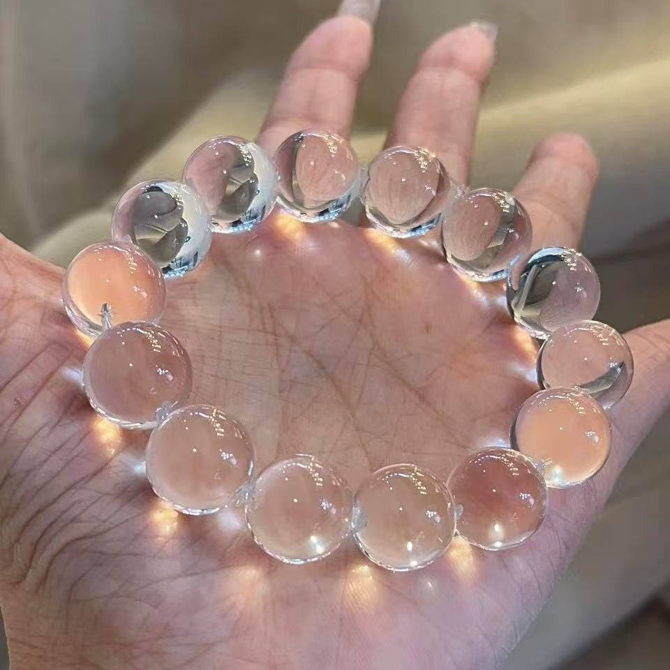 Pure Clear Quartz Beaded Bracelet, Ice Transparent Beads