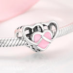 S925 Sterling Silver Pink Enamel Loving Heart Pendant