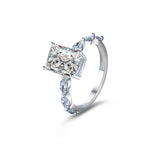 S925 Silver Morganite Rectangular shaped Elegant Shining Ring