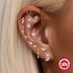 S925 Sterling Silver Moissanite Flat-Back Threaded Piercing Earring(Single unit)
