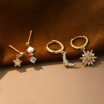 S925 Sterling Silver Earrings Set with Zirconia(A pair)